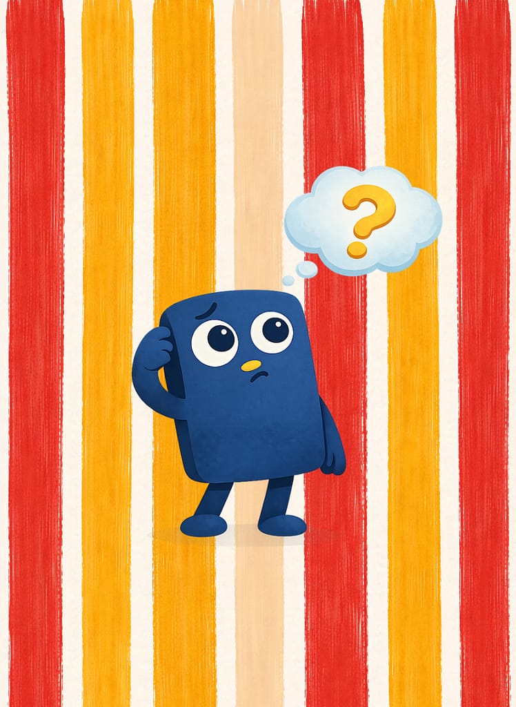 Accueil petit monstre ui se pose une question de savoir si ce matériel d